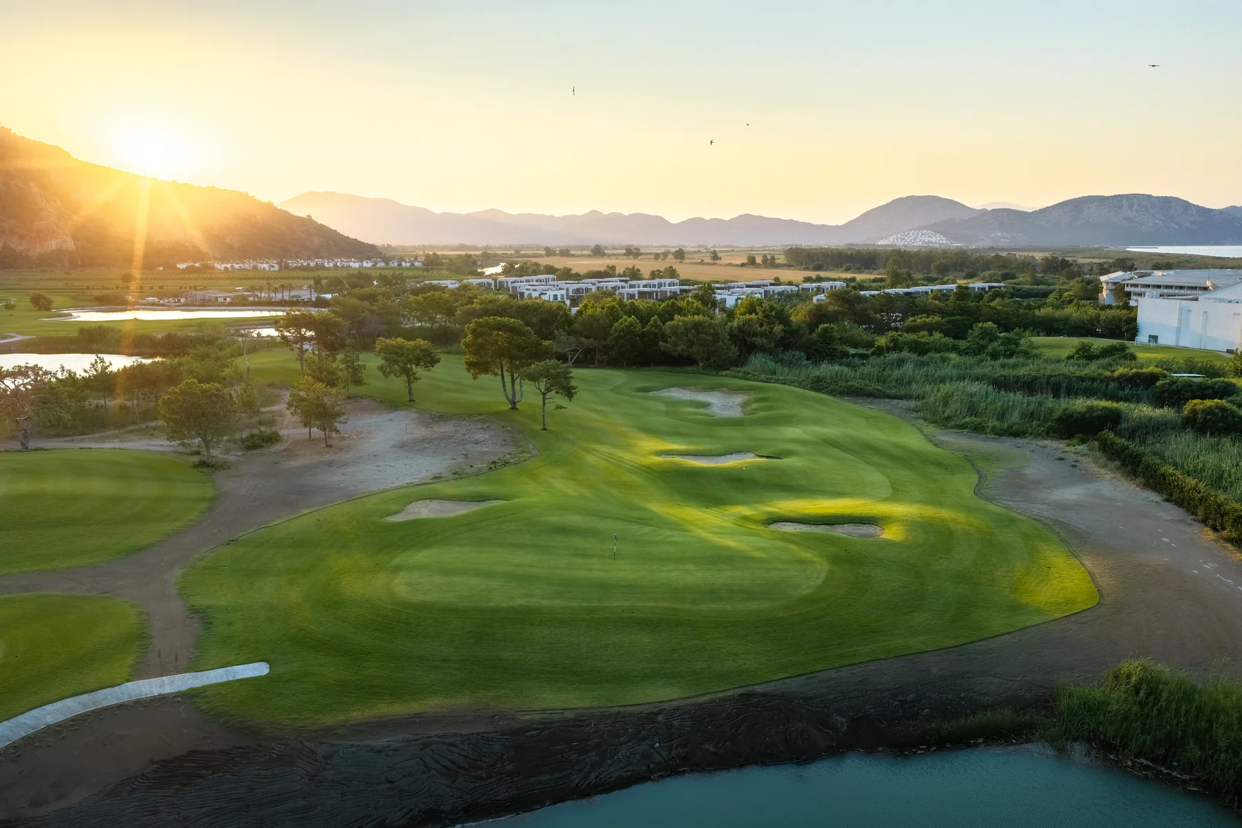 Late light across the 17th green at The Dalaman Golf Club