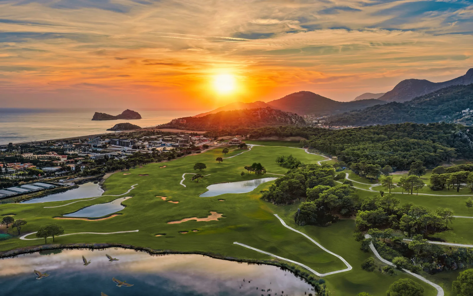 The Dalaman Golf Club and the Aegean coast at sunset